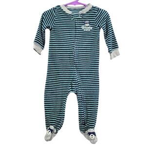Carter’s Boy Striped Raccoon Zip Terry Footed Sleep & Play One-Piece 9 month